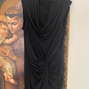 Elegant Black Draped Women's Dress